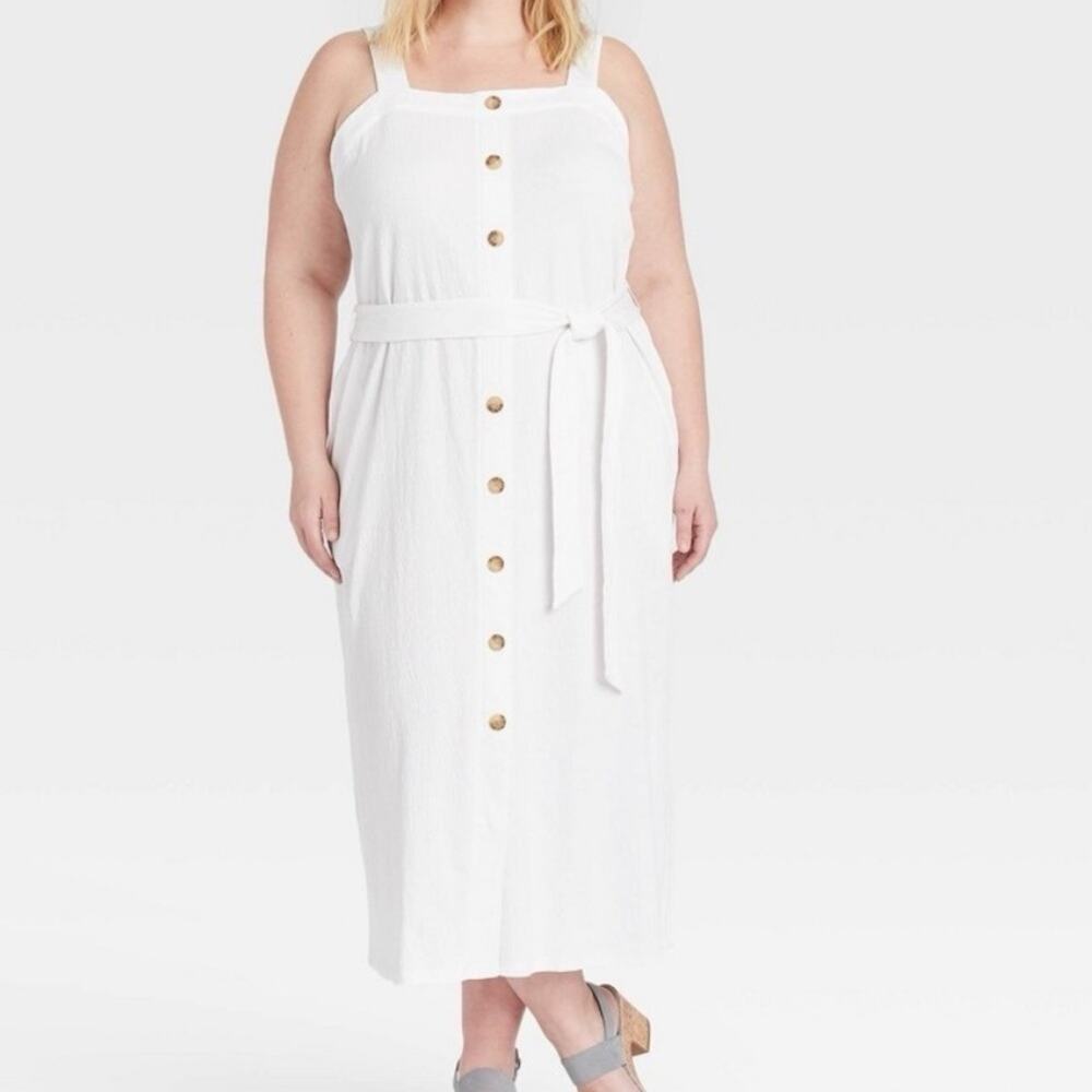 Ava & Viv White Knit Button-Front
Dress